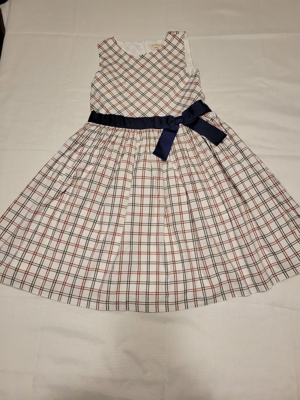 Hope and Henry Girls' Dress Size 8 Sleeveless Plaid Lined Multicolor
